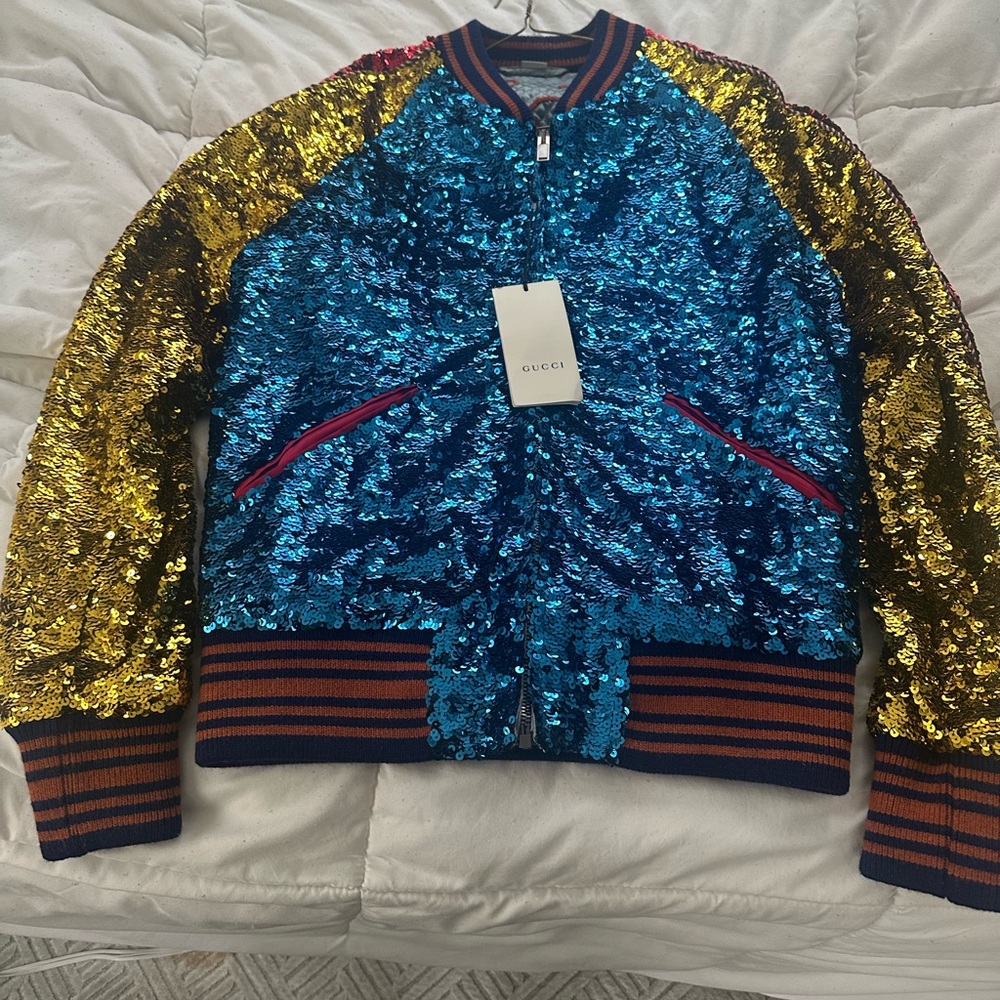 Gucci Blue and Gold Sequin Jacket